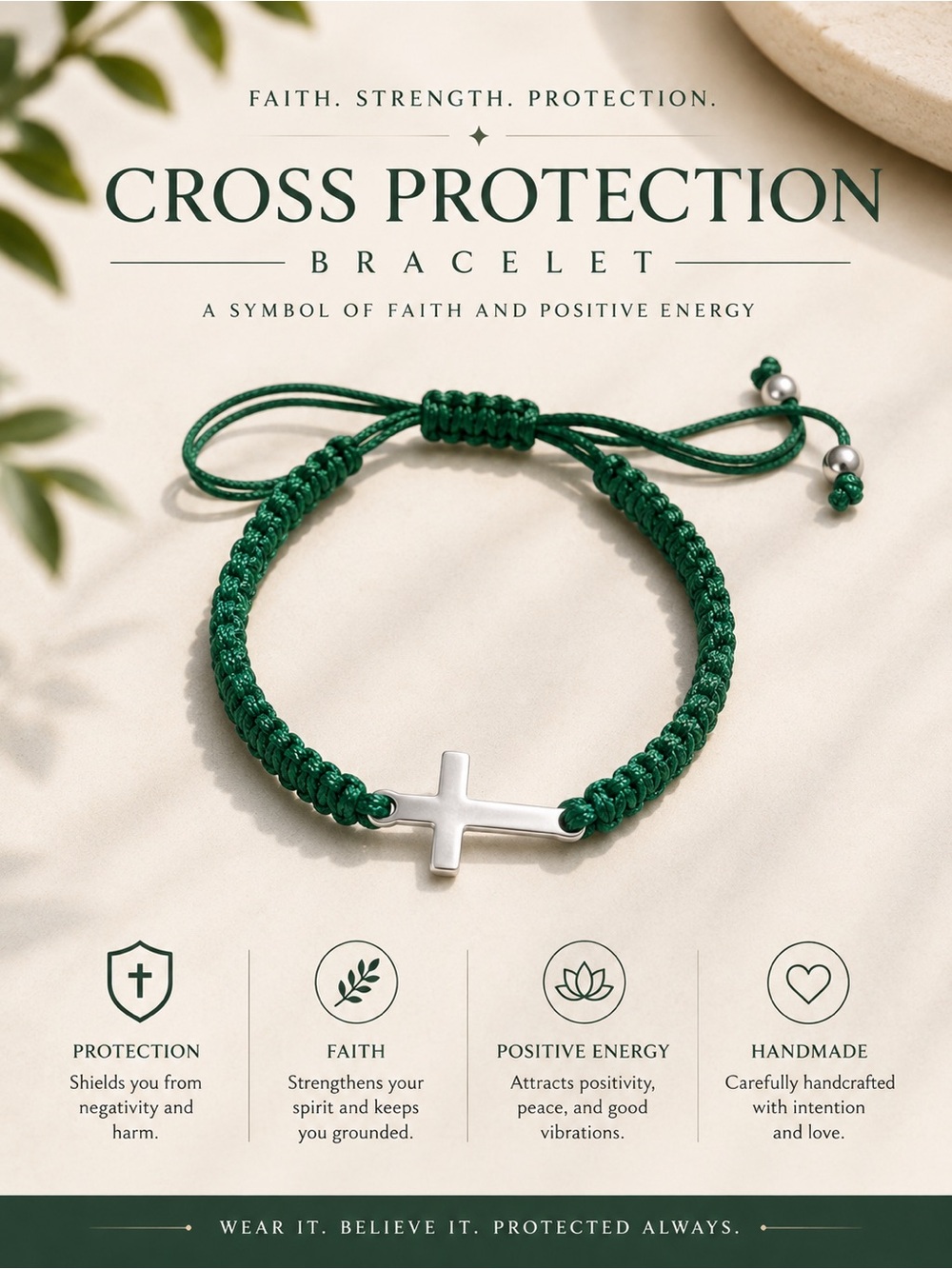 Cross Protection Bracelet - Green